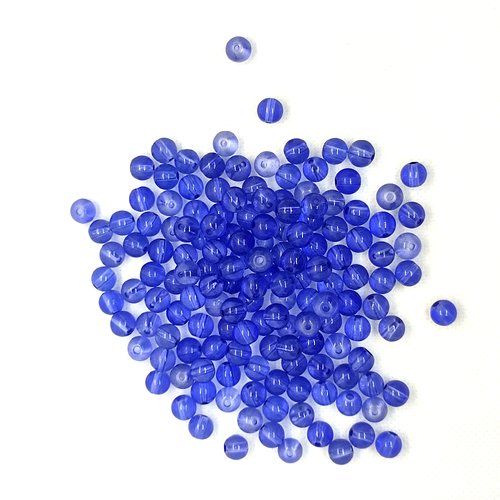 140 perles en verre bleu - 7mm - 238