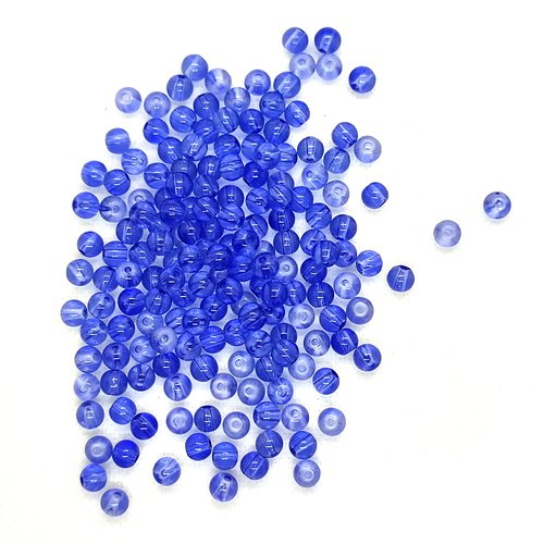 164 perles en verre bleu - 6mm - 233