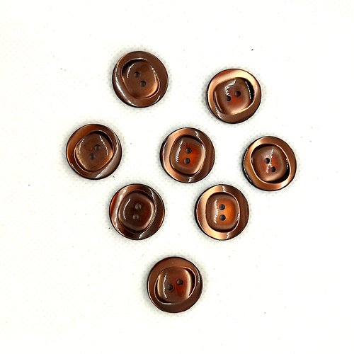 8 boutons en résine marron - 17mm - a30
