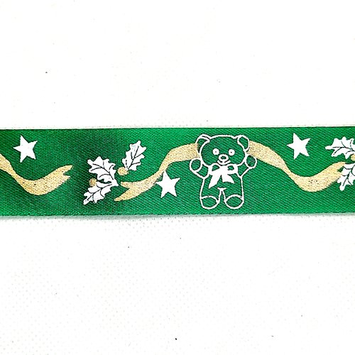 9m de ruban - décoration de noel - vert et doré - 25mm