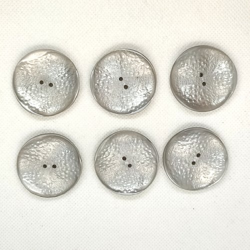 6 boutons en résine gris clair - 36mm - a31