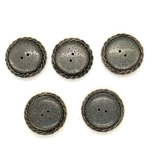 5 boutons en résine gris - 31mm - a32