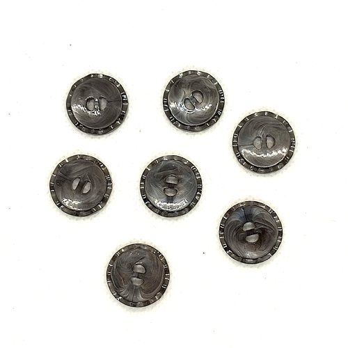 7 boutons en résine gris - 18mm - a32