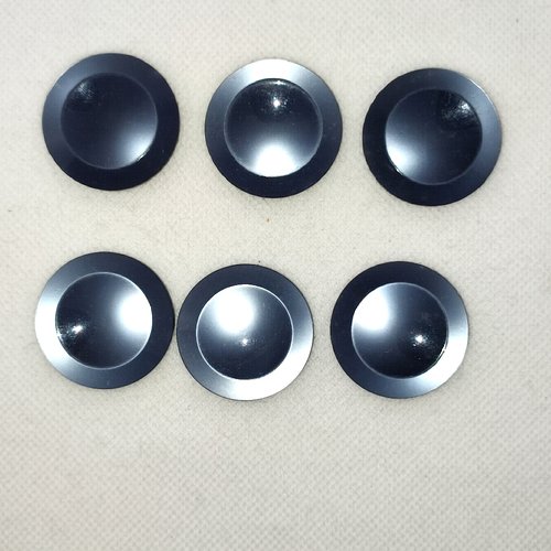 6 boutons en résine gris / bleu - 31mm - a34