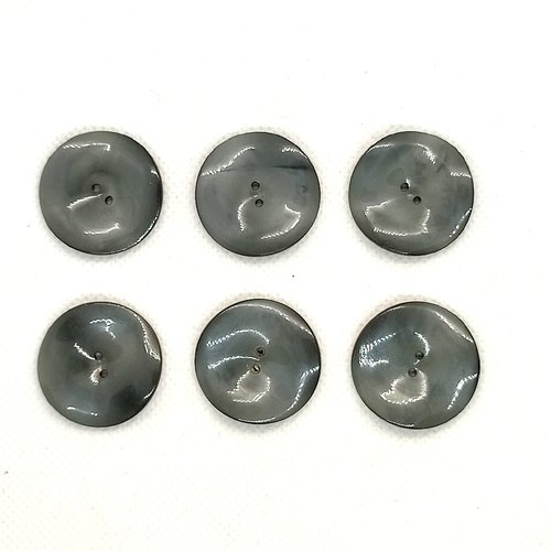 6 boutons en résine gris - 27mm - a34