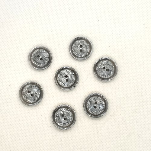 7 boutons en résine gris - 18mm - a38