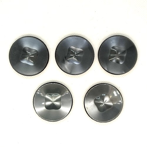 5 boutons en résine gris foncé - 35mm - a36