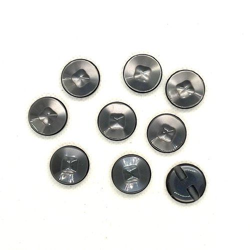 9 boutons en résine gris foncé - 18mm - a36