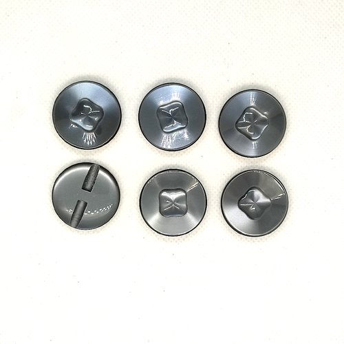 6 boutons en résine gris foncé - 27mm - a36