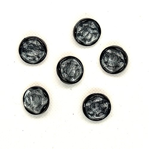 6 boutons en résine gris et noir - 18mm - a35