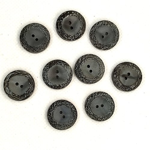 9 boutons en résine gris - 18mm - a35