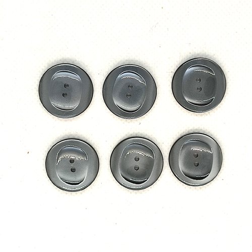 6 boutons en résine gris - 21mm - a35