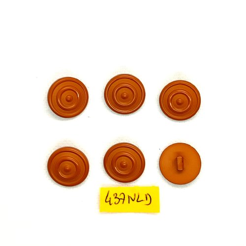6 boutons en résine marron - 17mm - 437nld