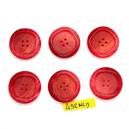 6 boutons en résine rose - 27mm - 432nld