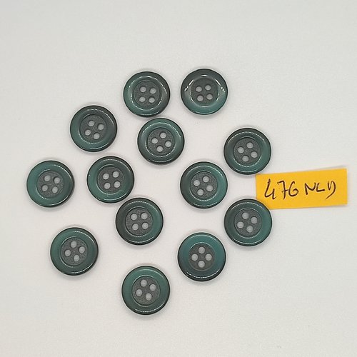 13 boutons en résine vert - 14mm - 476nld