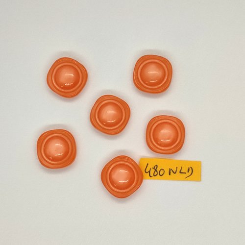 6 boutons en résine orange - 17x17mm - 480nld