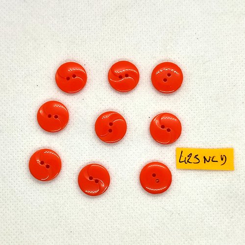 9 boutons en résine orange - 9mm - 425nld