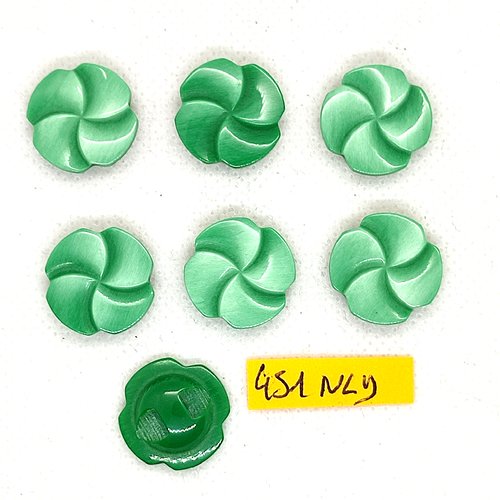 7 boutons en résine vert - 18mm - 451nld