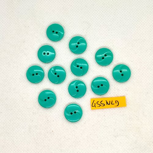 12 boutons en résine vert - 14mm - 455nld