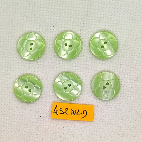 6 boutons en résine vert d'eau - 18mm - 452nld