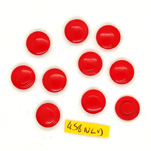 10 boutons en résine rouge - 14mm - 458nld