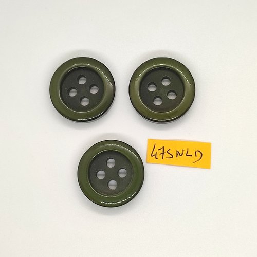 3 boutons en résine vert - 28mm - 475nld