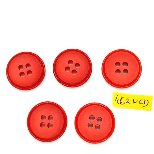 5 boutons en résine rouge  - 27mm - 462nld