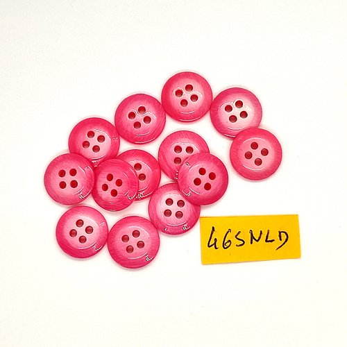13 boutons en résine rose - 14mm - 465nld