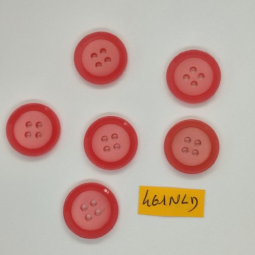 6 boutons en résine rose - 22mm - 461nld