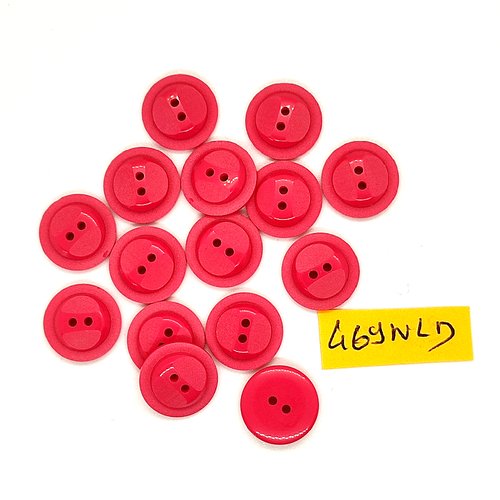 15 boutons en résine rose / fuchsia - 14mm - 469nld