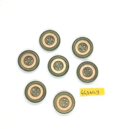 7 boutons en résine vert et écru - 22mm - 443nld