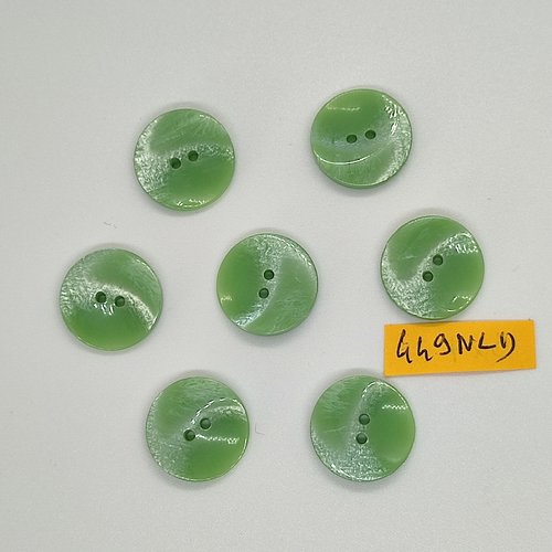 7 boutons en résine vert - 18mm - 449nld