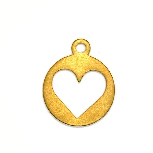 1 breloque / pendentif en métal doré - un coeur - 41x50mm