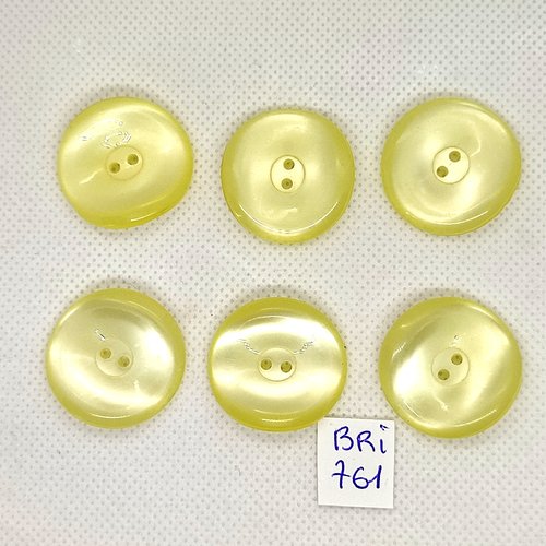 6 boutons en résine jaune - 27mm - bri761