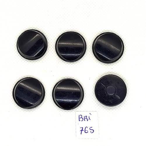 6 boutons en résine noir - 21mm - bri765