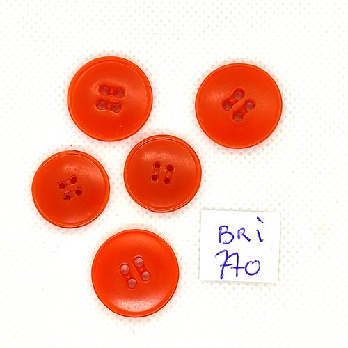 5 boutons en résine orange - 20mm et 18mm - bri770