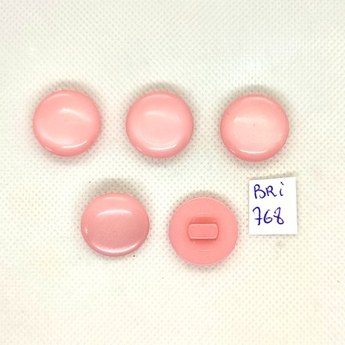 5 boutons en résine rose - 20mm - bri768