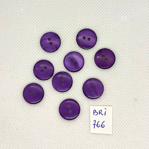 9 boutons en résine violet - 14mm - bri766
