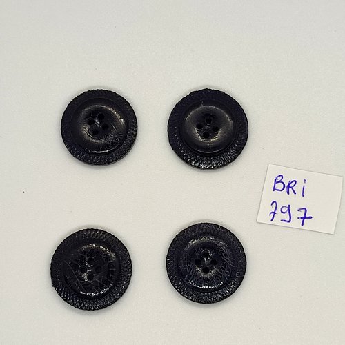 4 boutons en résine bleu foncé - 18mm - bri797