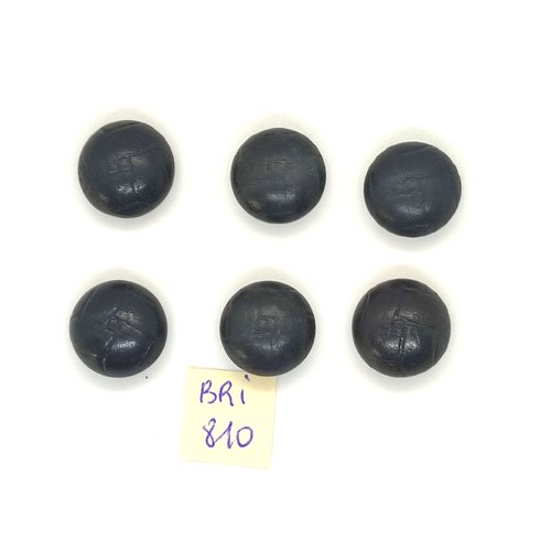 6 boutons en résine noir / bleu nuit - 15mm - bri810