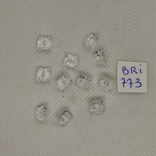 11 boutons en verre transparent - 7x7mm - bri773