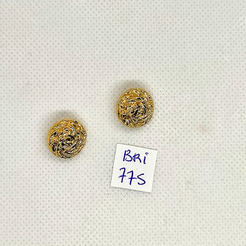2 boutons en résine doré - 15mm - bri775