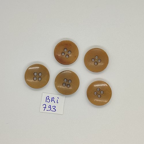 5 boutons en résine marron (camel) - 18mm - bri793