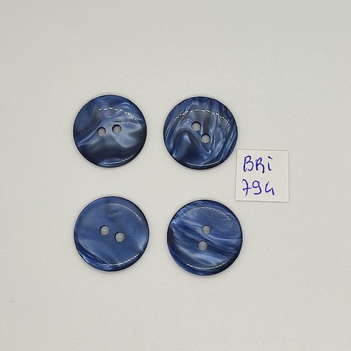 4 boutons en résine bleu - 22mm - bri794