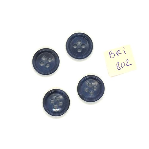 4 boutons en résine gris / bleu - 15mm - bri802