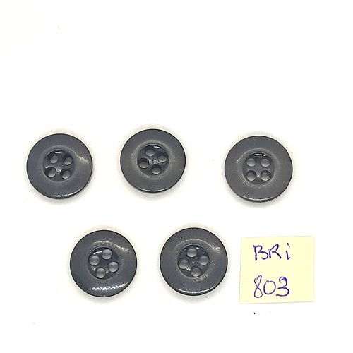 5 boutons en résine gris - 16mm - bri803