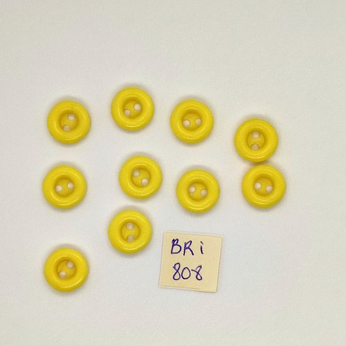 10 boutons en résine jaune - 11mm - bri808