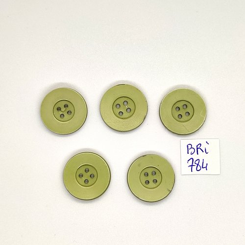 5 boutons en résine vert - 19mm - bri784
