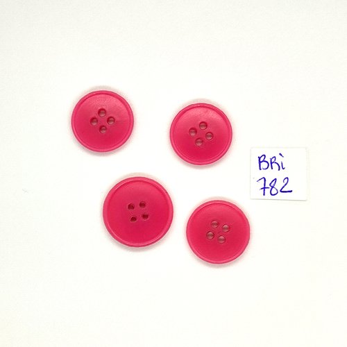 4 boutons en résine rose - 20mm et 18mm - bri782
