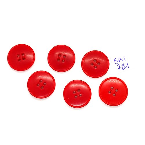 6 boutons en résine rouge - 22mm - bri781